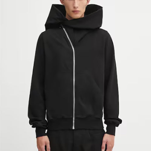 릭오웬스 다크쉐도우 마운틴 사선 후드 집업 블랙